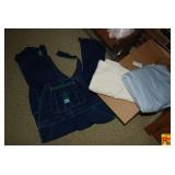 Liberty Denim Overalls Size 42x30 with Additional Fabric and Linens Lot