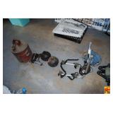 Assorted Shop Tools and Equipment Lot including Fan, Pneumatic Impact, and Fuel Can