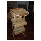 Wooden Three-Tier Display Shelf with Tray Shelves