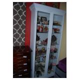 White Painted Wooden Display Cabinet with Glass Doors