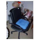 Black Rolling Office Chair with Blue Cushion