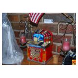 Lot of Miscellaneous Decor, Collectibles, and Sporting Goods including Golden Oldies Jukebox, Baseball Glove, and American Flag