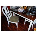 White Painted Dining Chair with Upholstered Seat and Carved Backrest