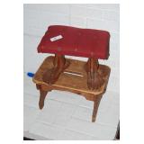Vintage Padded Foot Stool With Human Feet As Legs & Slotted Foot Stool