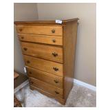 Wooden Six-Drawer Dresser with Brass-Tone Hardware