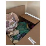 Assorted Box Lot of Collectibles, Glassware, Plush Toys, and Linens