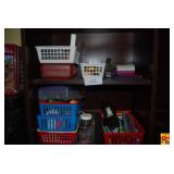 Lot of Desk Organization Baskets and Assorted Office Supplies