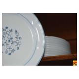 Blue and White Floral Dinnerware Set with Plates, Bowls, and Mugs