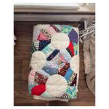Handmade Patchwork Quilt with Floral and Apple Print Fabrics