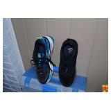 Assorted Box Lot with Puma Shoes, Clothing, Toys, and Lamp Shade