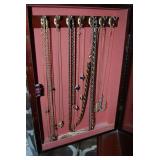 Assorted Necklace Lot in Wall Display Case