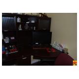 Large Wooden L-Shaped Desk with Hutch
