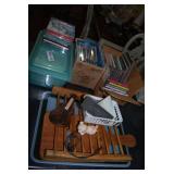 Assorted Audio CDs and Decorative Lot including Wooden Washboard and Pig Figurine