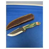Custom Handcrafted File Knife with Swirled Handle and Leather Sheath
