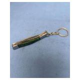 Folding Pocket Knife with Green Handle and Key Ring