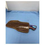 Custom Handcrafted Rasp Blade Knife with Multicolored Wood Handle and Leather Sheath