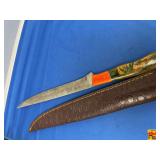 Custom Fixed Blade Knife with Damascus Steel and Custom Sheath