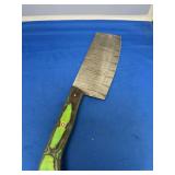 Damascus Steel Cleaver Knife with Green and Brown Wood Handle