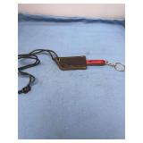 Miniature Cleaver Knife Keychain with Red Handle and Leather Sheath