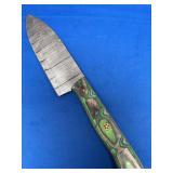 Custom Damascus Steel Chef Knife with Green Pakkawood Handle