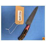 Custom Damascus Steel Chef Knife with Multicolored Resin and Wood Handle