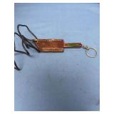 Damascus Steel Mini Cleaver Knife Keychain with Leather Sheath and Colored Wood Handle