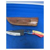 Handmade File Knife with Texas Flag Theme Handle and Leather Sheath
