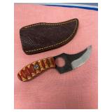 Custom Karambit Style Fixed Blade Knife with Leather Sheath