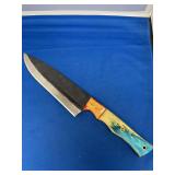 Custom Forged File Blade Knife with Multi-Colored Wood Handle