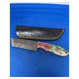 Custom Fixed Blade Knife with Damascus Steel Blade and Multi-Material Handle