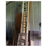 Wooden Step Ladder and Wooden Extension Ladder Lot