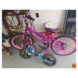 Purple and Pink Freestyle BMX Bicycle with Chillafish Balance Bike and Helmet
