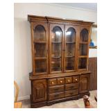 Large Wooden China Cabinet and Hutch with Glass Doors