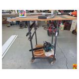 Custom Mobile Metal and Wood Workbench Cart with Clamps