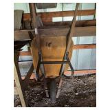 Yellow Metal Wheelbarrow with Wooden Handles