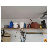 Assorted Automotive Fluids, Gas Can, and Shop Tools Lot