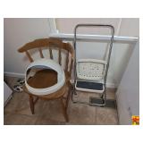 Wooden Spindle Back Chair and Folding Step Stool Lot