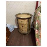 Oval Hand-Painted Accent Chest with Three Drawers and Floral Motifs