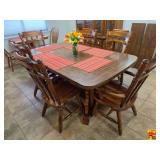 Wooden Dining Table with Matching Chairs and Extension Leaves