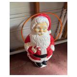 Blow Mold Santa Claus Figurine with Candy Cane and Gift Bag