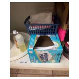 Lot of Household Supplies including Member's Mark Trash Bags and Storage Basket