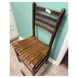 Wooden Slat Back Chair with Contoured Seat