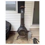 Metal Chiminea Outdoor Fireplace with Screen and Chimney