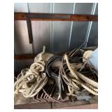 Assorted Lot of Metal Stock, Rope, and Tools