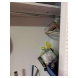 Assorted Closet Cleanout Lot Including Shark Vacuum and Storage Boxes