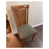 Wooden Dining Chair with Woven Back and Fabric Upholstered Seat