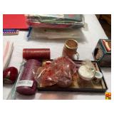 Assorted Home Decor Lot with Candles, Linens, and Canada Baseball Cap