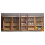 Assorted Glass Mason Jars in Wooden Cabinets