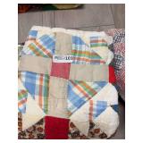 Handmade Patchwork Quilt Pillow with Multi-Pattern Fabrics