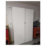 White Double Door Storage Cabinet with Interior Shelving
